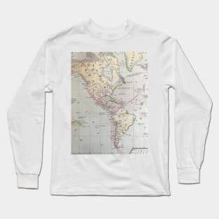 Volcano Map, 1800s, United States, North America, South America Long Sleeve T-Shirt